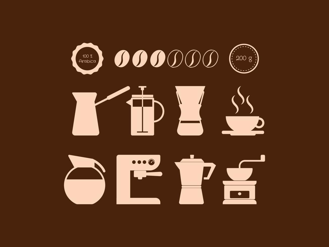 Coffee icons. Ideal for labeling coffee packaging. vector