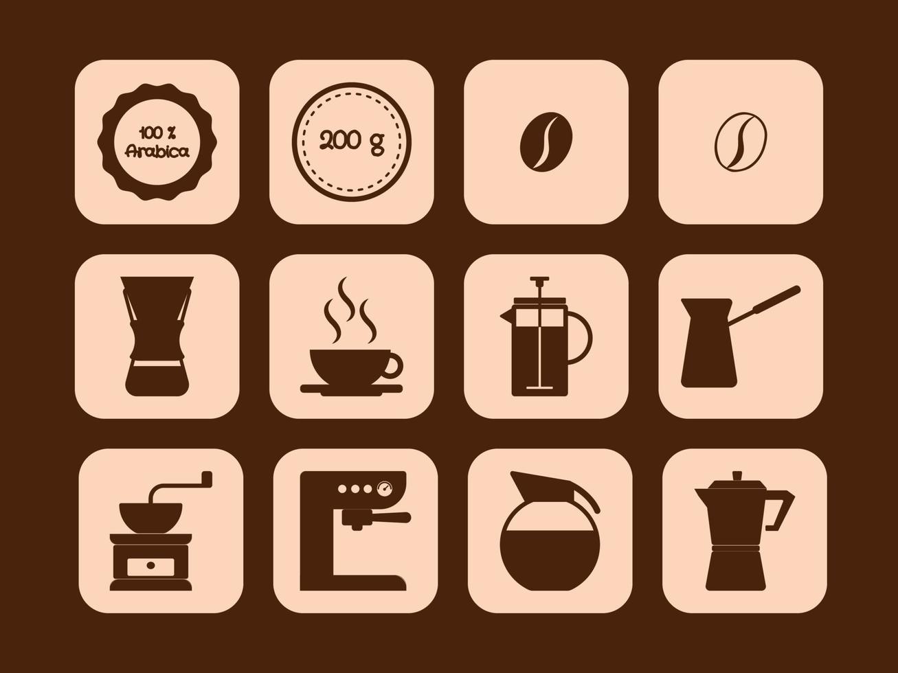 Coffee icons. Ideal for labeling coffee packaging. vector