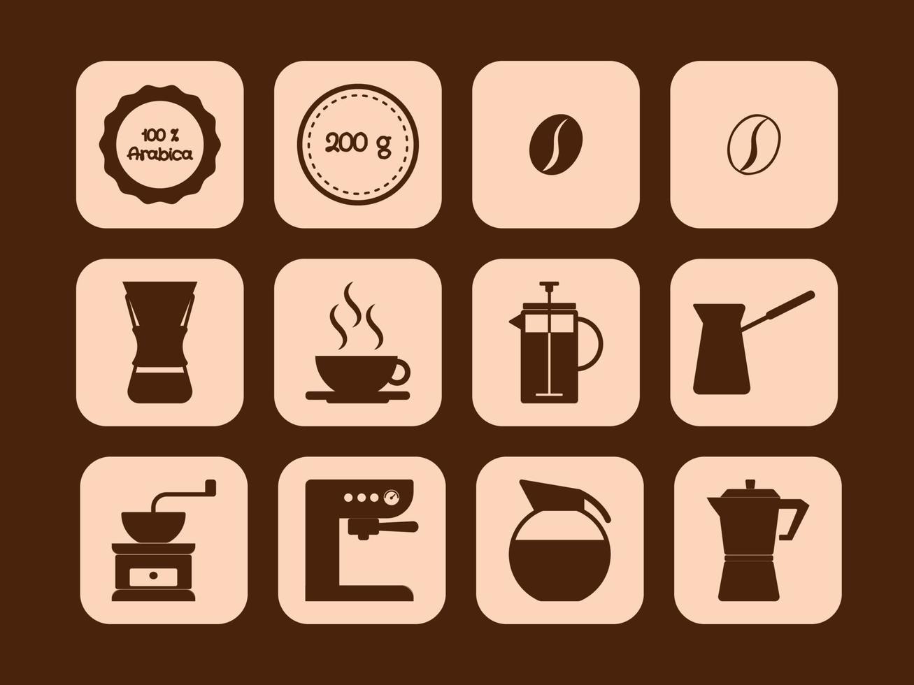 iconos de café. ideal para etiquetar envases de café. vector