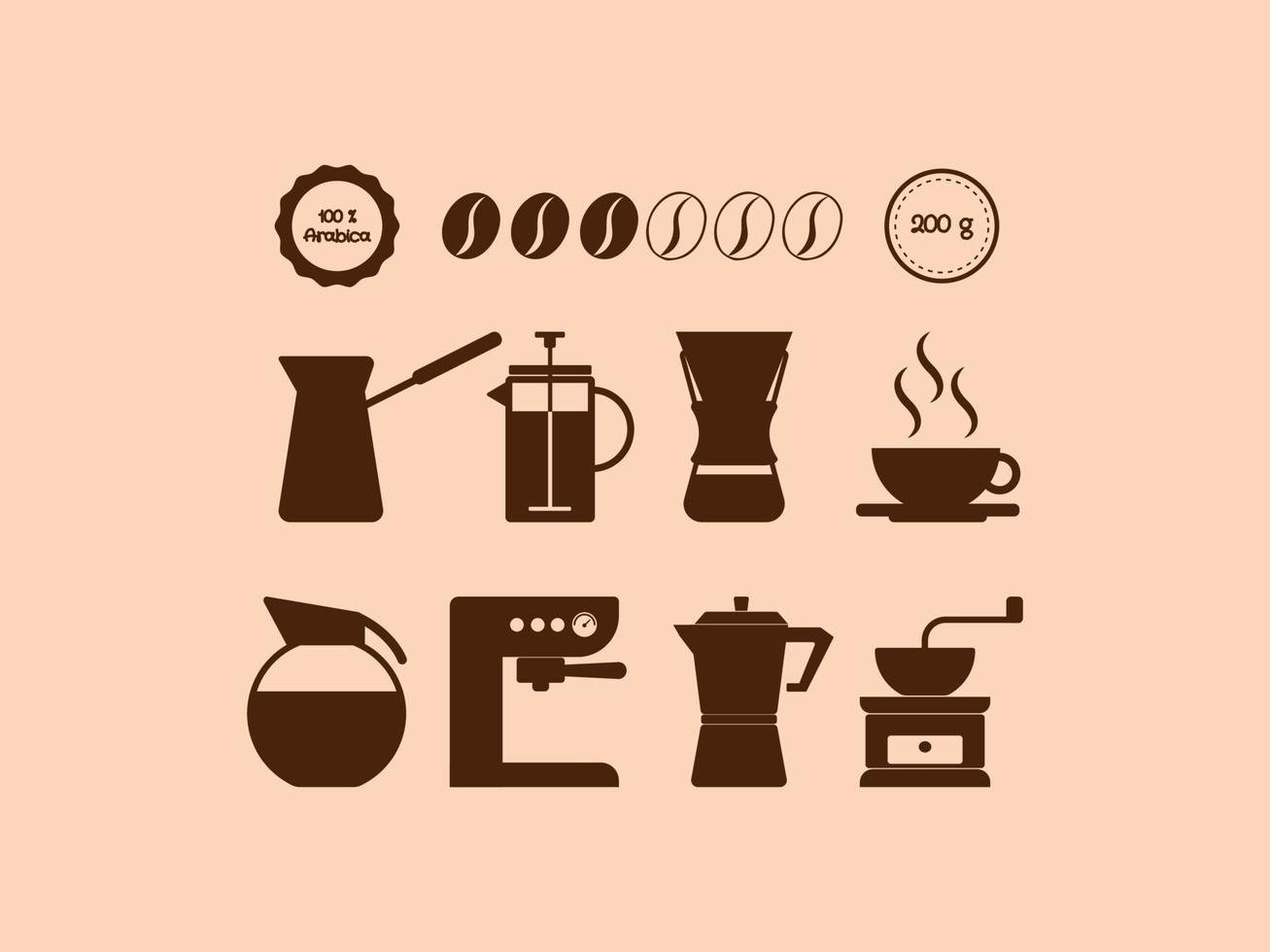 Coffee icons. Ideal for labeling coffee packaging. vector