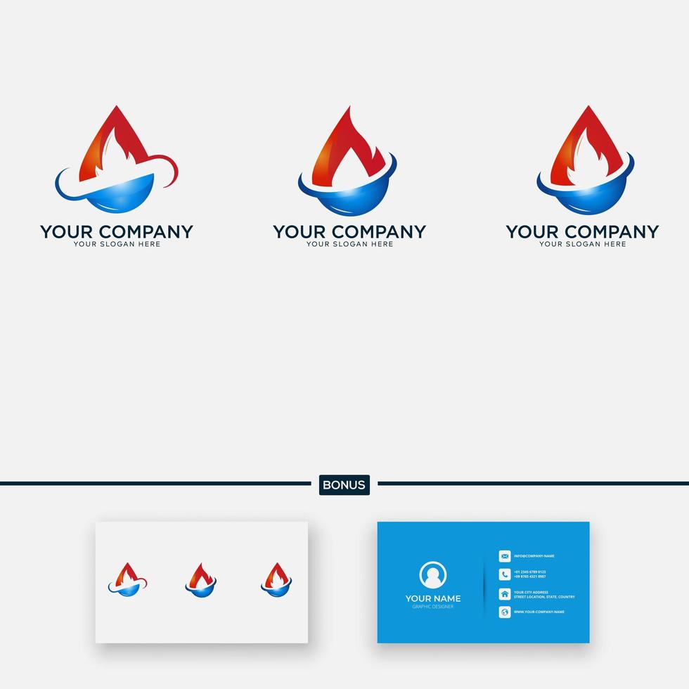fuego energía logo diseño agua llama vector
