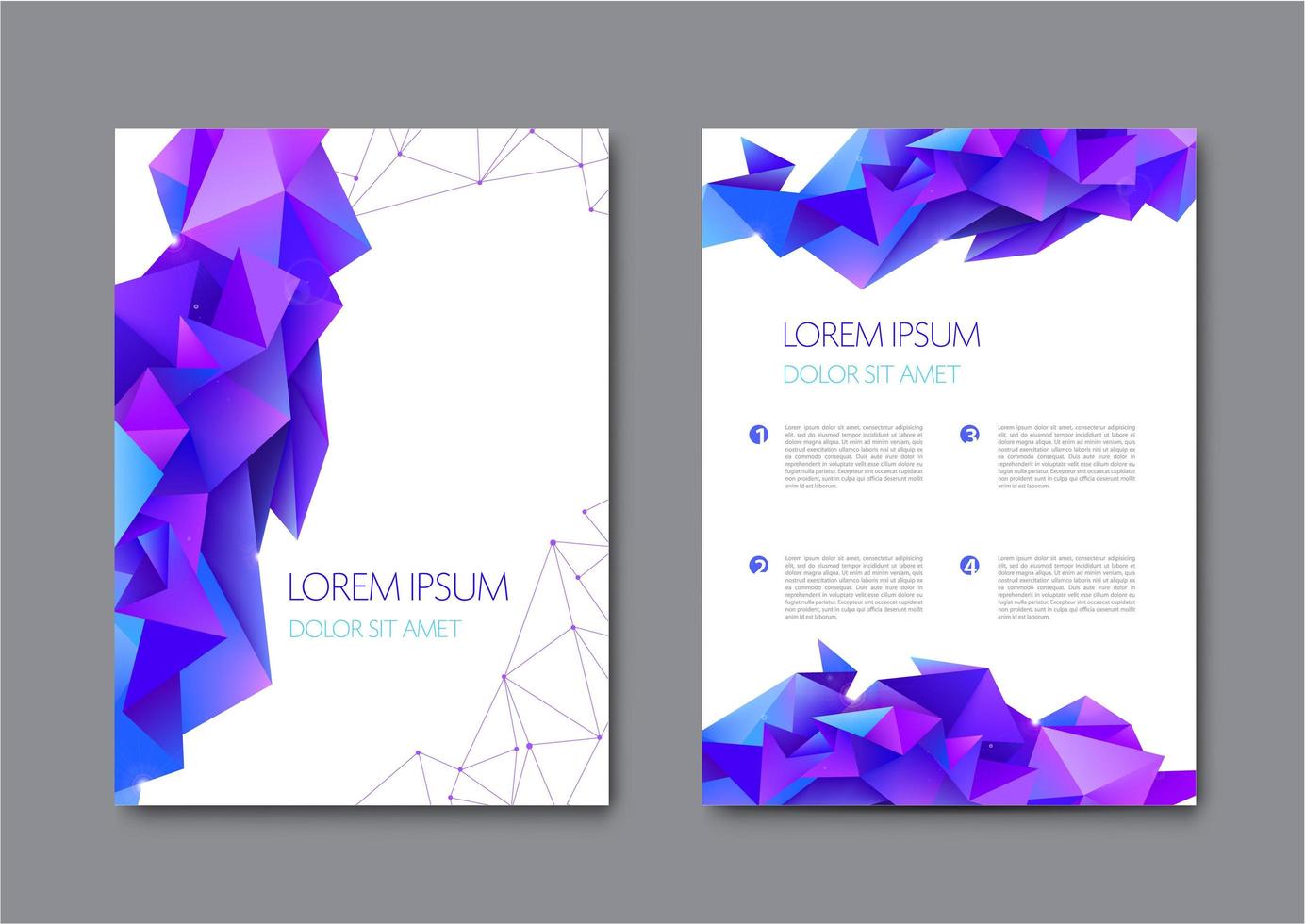 Set of vector bright abstract polygonal contemporary templates, posters, placards, brochures, banners, flyers, backgrounds and etc.