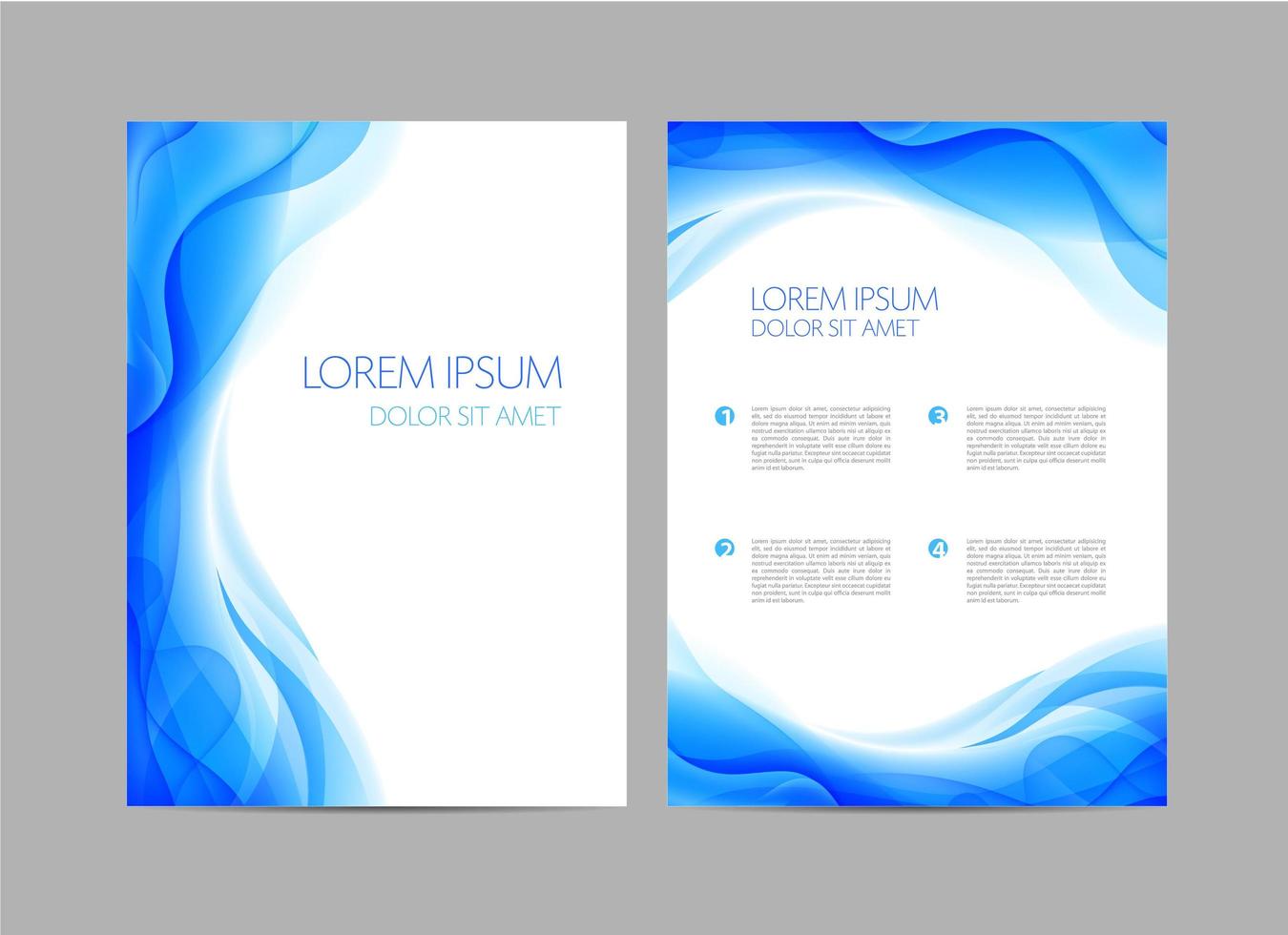 Vector set of abstract blue annual report templates, water covers, wavy background, flyers, brochures. Flow