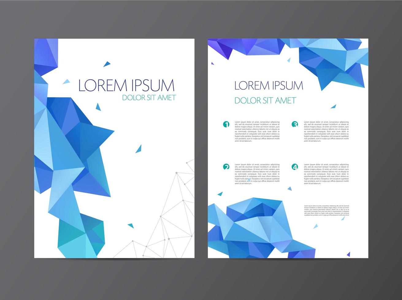 volante vectorial, diseño abstracto de folleto azul 2 lados, fondo, cubierta. vector