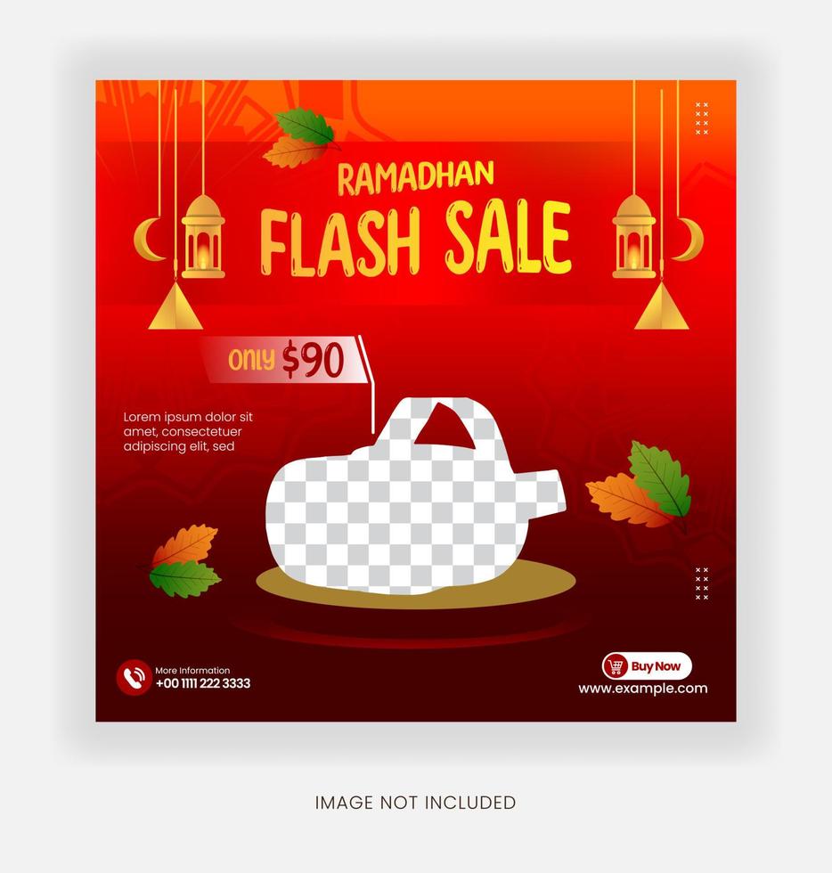 Template Ramadhan Sale with Luxury Red Color Religion Style For Social Media Post Marketing Banner vector