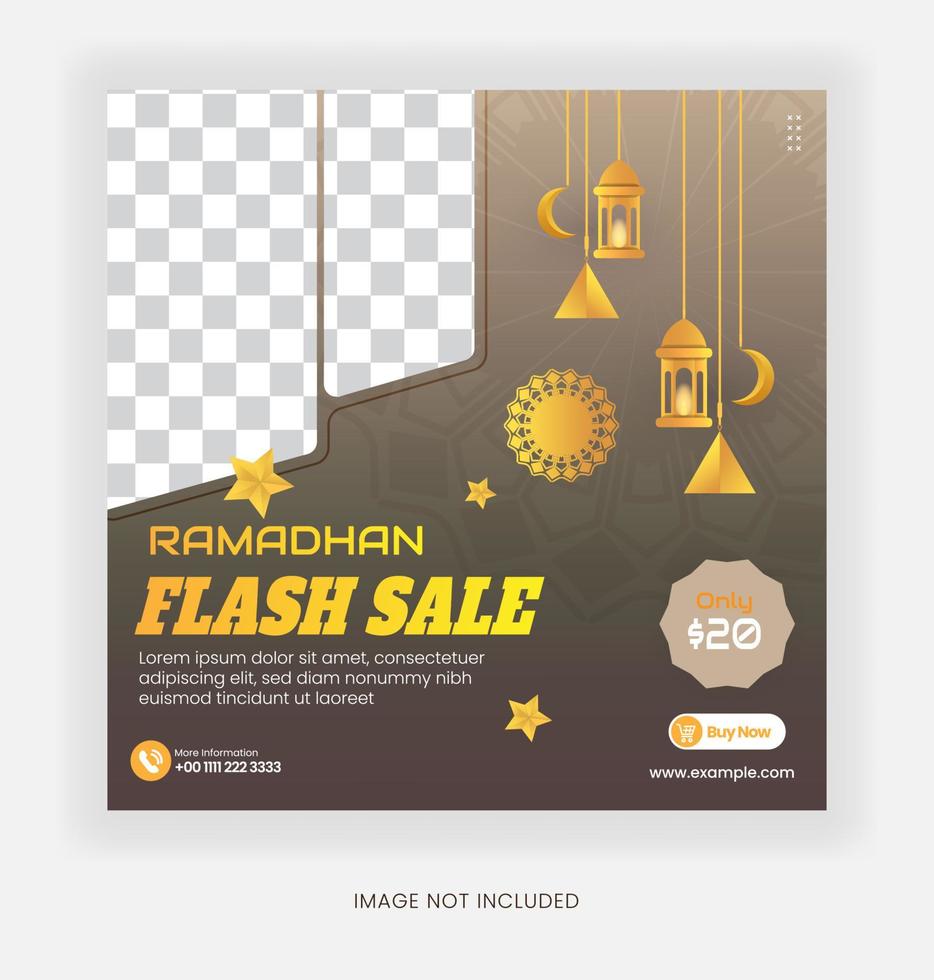 Template Ramadhan Sale with Luxury Choholate Color Religion Style For Social Media Post Marketing Banner vector