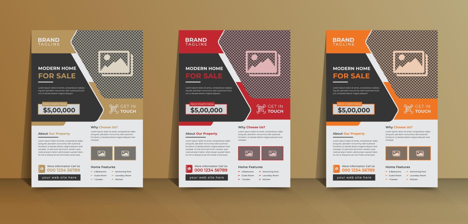 Real estate flyer template design in vector