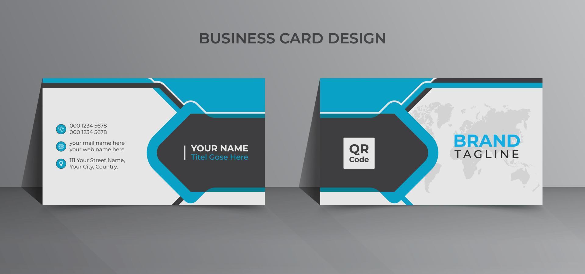 Minimal and creative business card template design in blue color vector