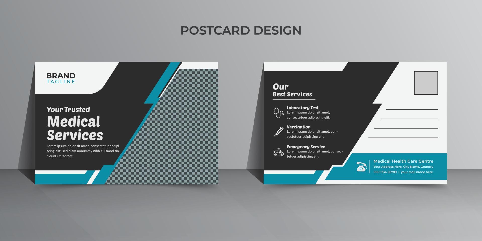 Healthcare postcard template design vector