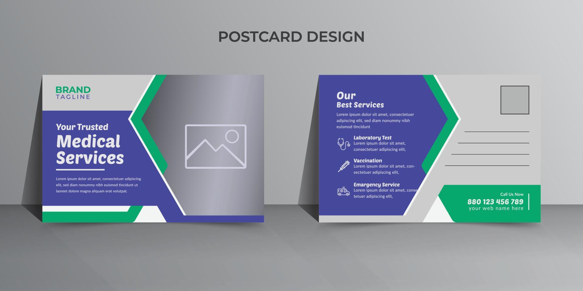 Medical postcard template design vector