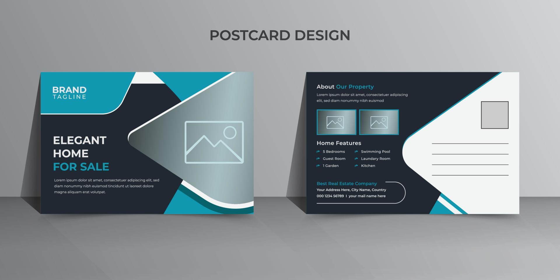 Corporate real estate postcard template design layout vector