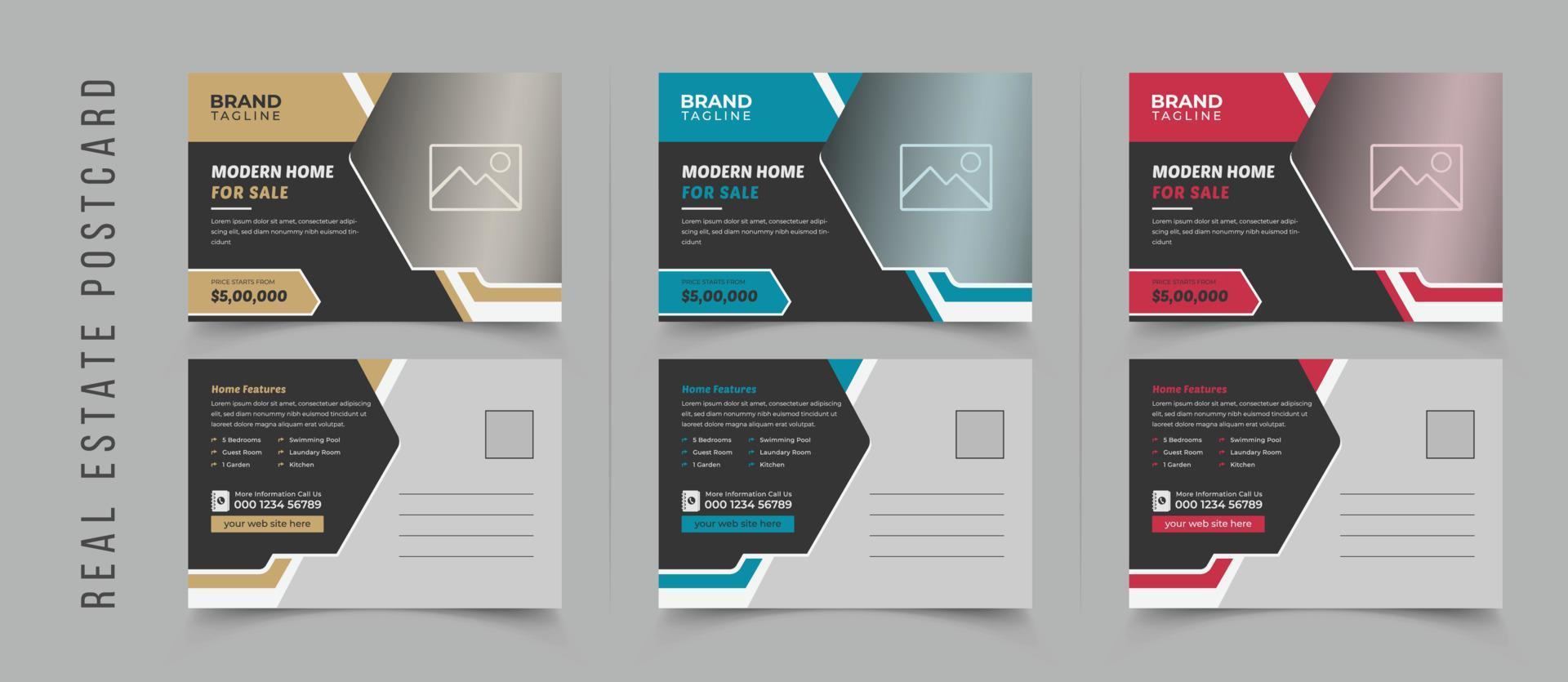 Creative and minimal real estate postcard template design vector