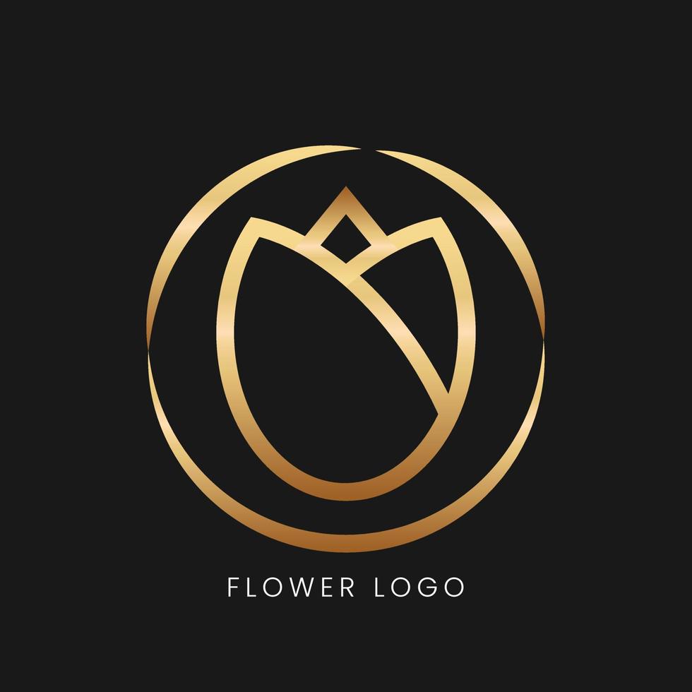 logotipo de flor de línea dorada vector