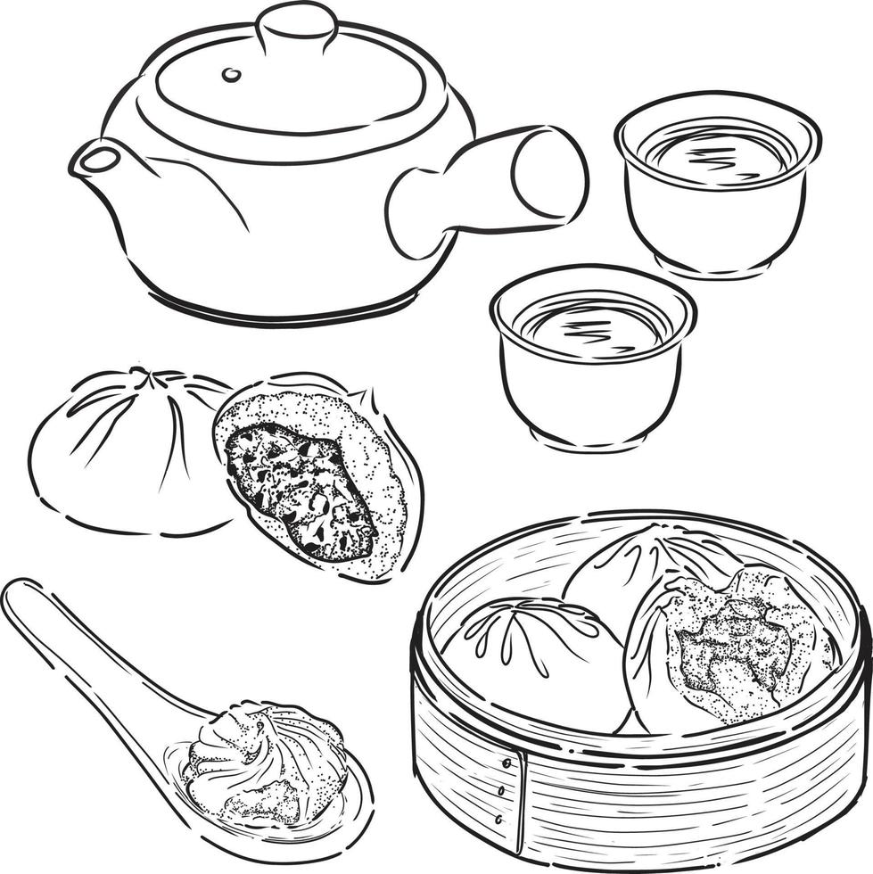 Dumplings hand drawn vector illustration food sketch design-2