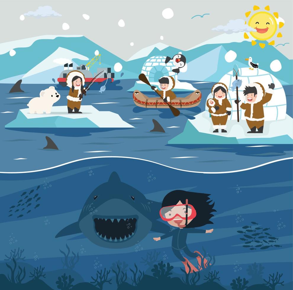 Cartoon North pole Arctic background vector
