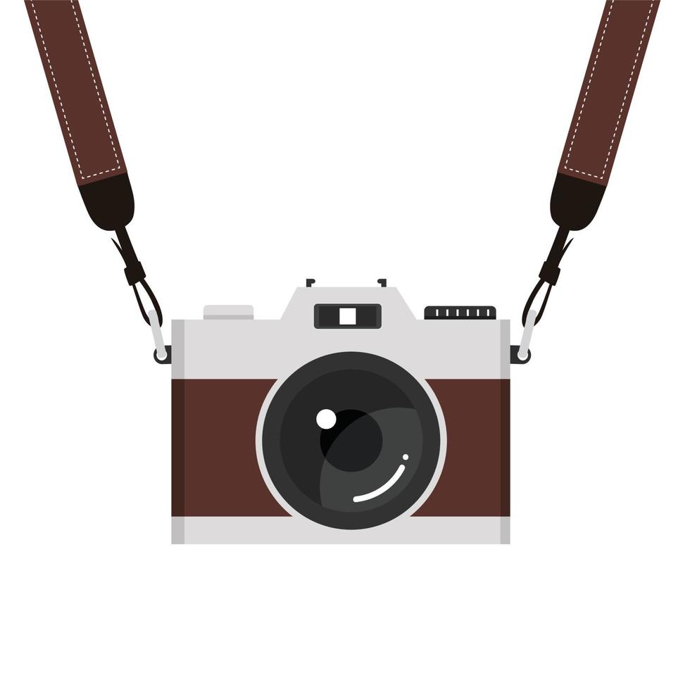 hanging brown camera strap vector