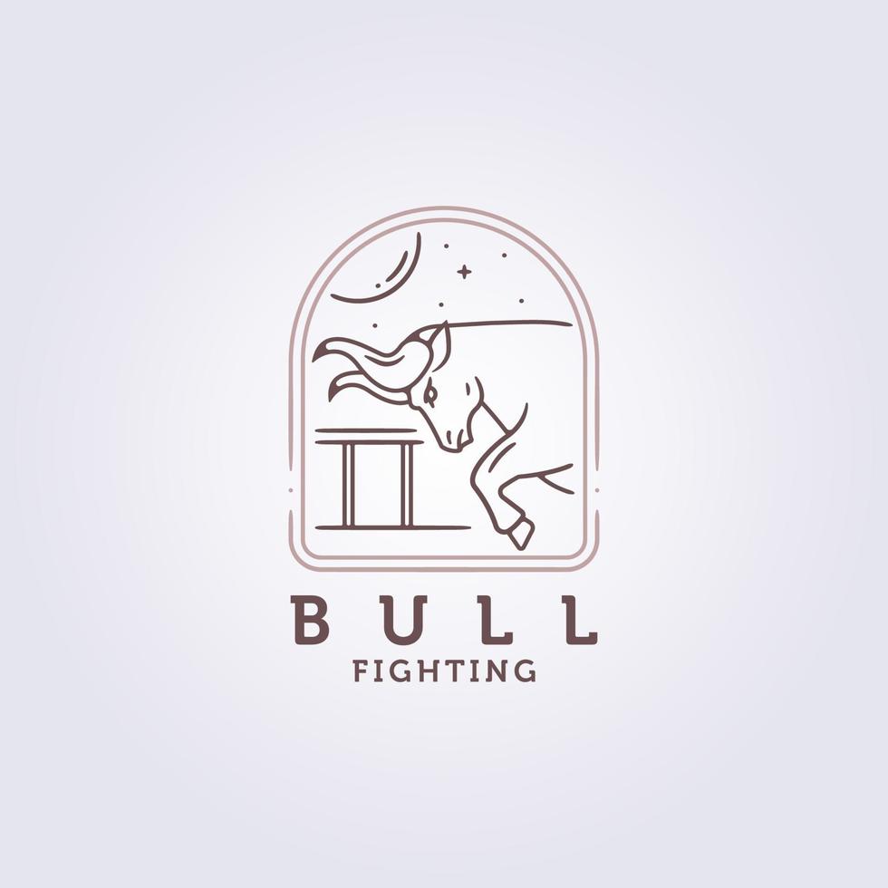 bullfight arena, bullfighting tradition sign logo vector illustration template design simple line logo minimal