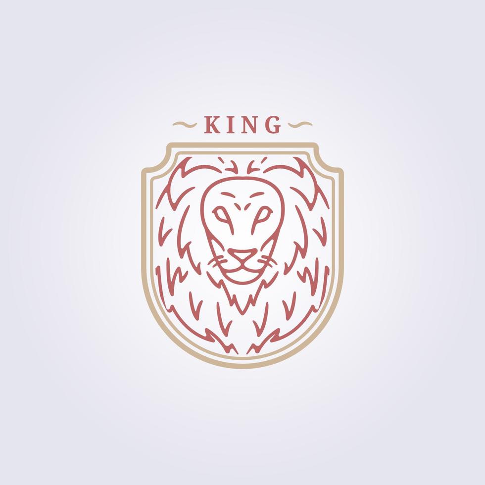 insignia de línea leo, rey león cara cabeza icono signo símbolo logotipo plantilla vector ilustración fondo etiqueta diseño