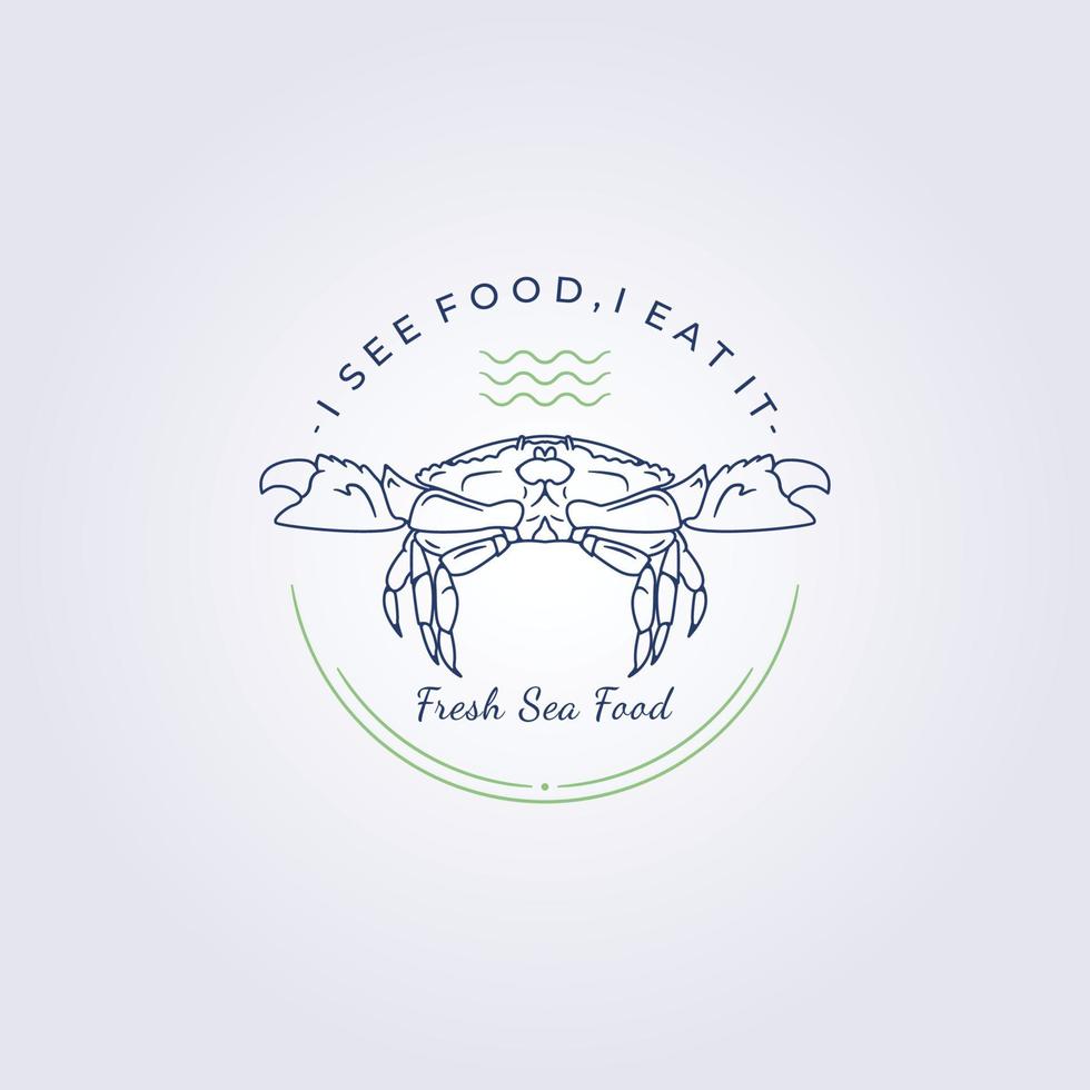 cangrejo amistoso lo pone garra simple línea minimalista mariscos cangrejo de agua dulce logotipo vector ilustración diseño