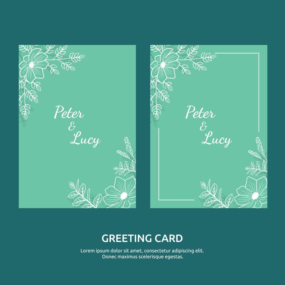 Outline Style Design Flower Leaf Wedding Frame Greeting Invitation Card vector