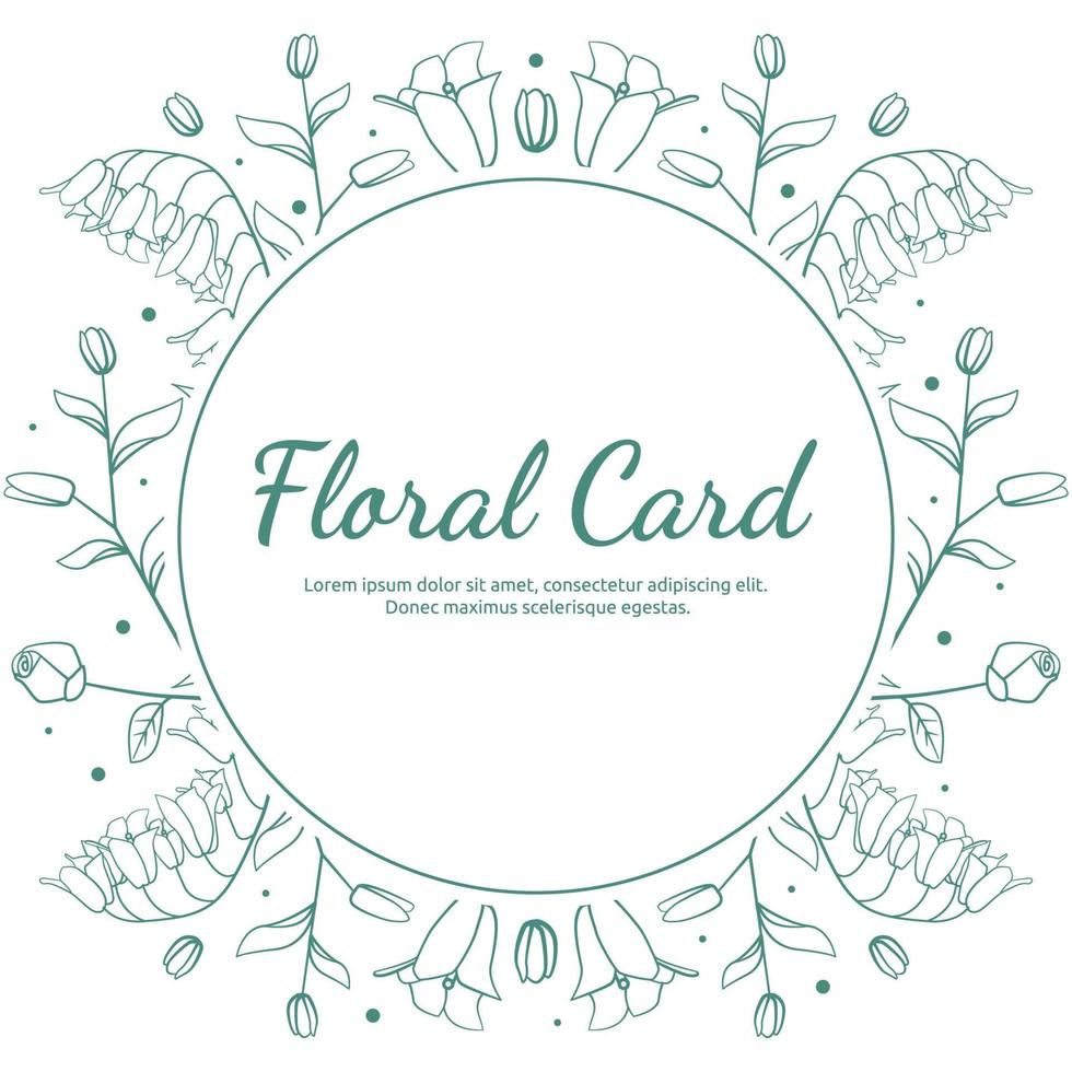 Circle Line Art Design Flower Leaf Frame Greeting Invitation Card vector