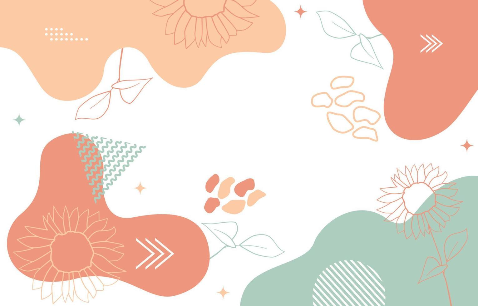 Cute Nature Floral Flower Leaf Minimalist Girly Background Wallpaper vector