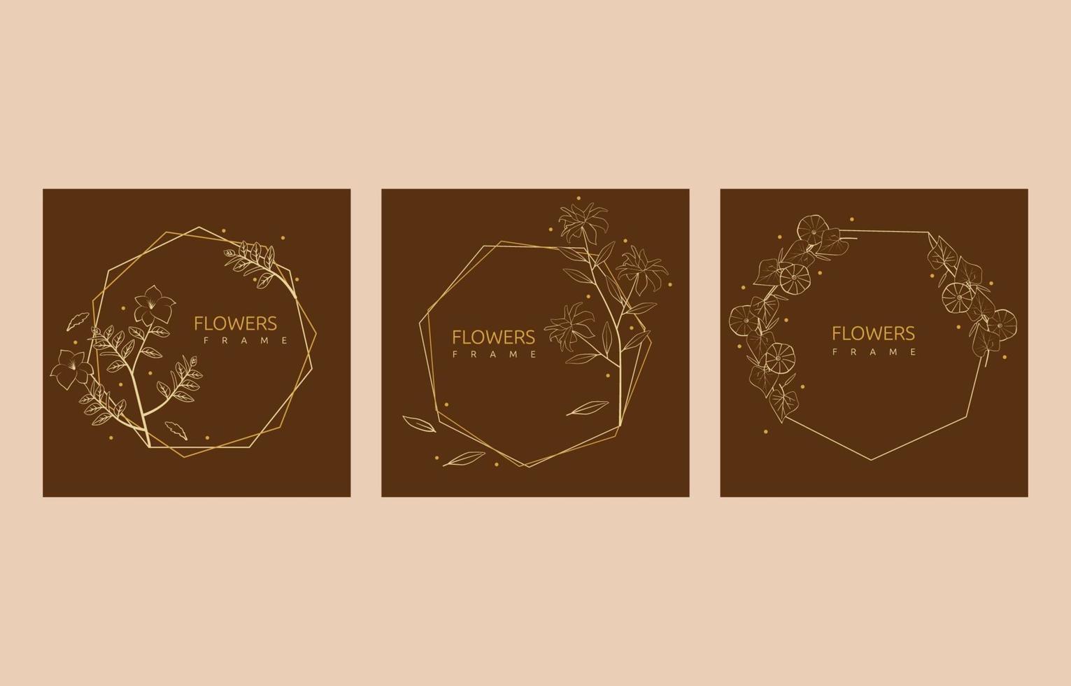 polígono línea arte diseño flor hoja marco saludo boda invitación tarjeta vector