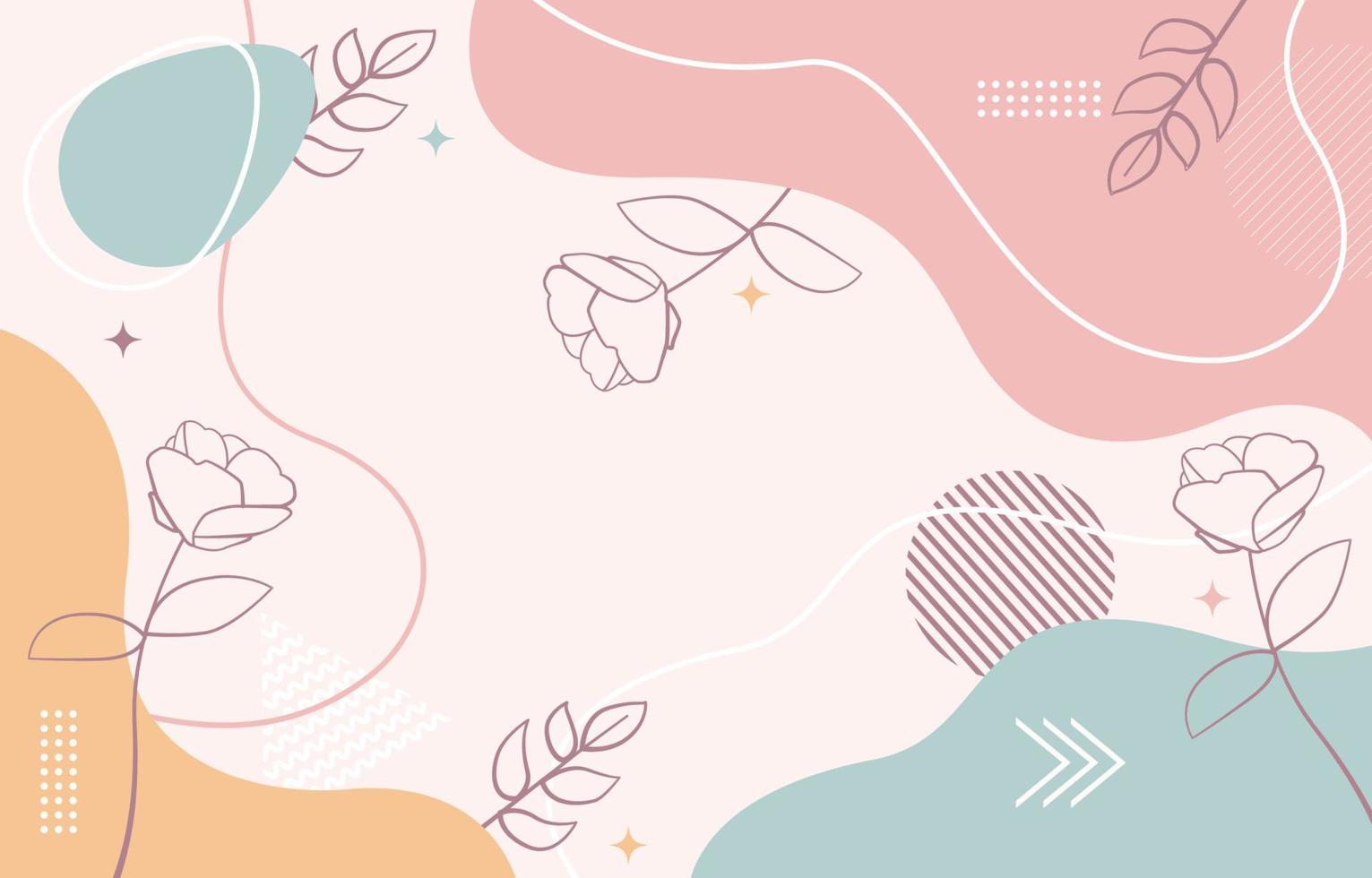 Cute Nature Floral Flower Leaf Minimalist Girly Background Wallpaper vector