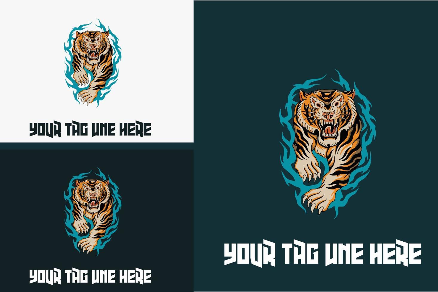 diseño de ilustraciones de ilustración de vector de tigre