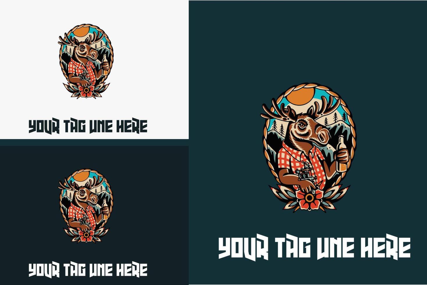 logo design of deer vector illustration