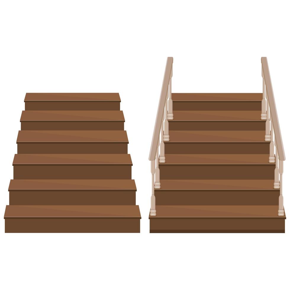 Wooden staircase to the porch - a staircase to enter the house with decorative wooden railings vector