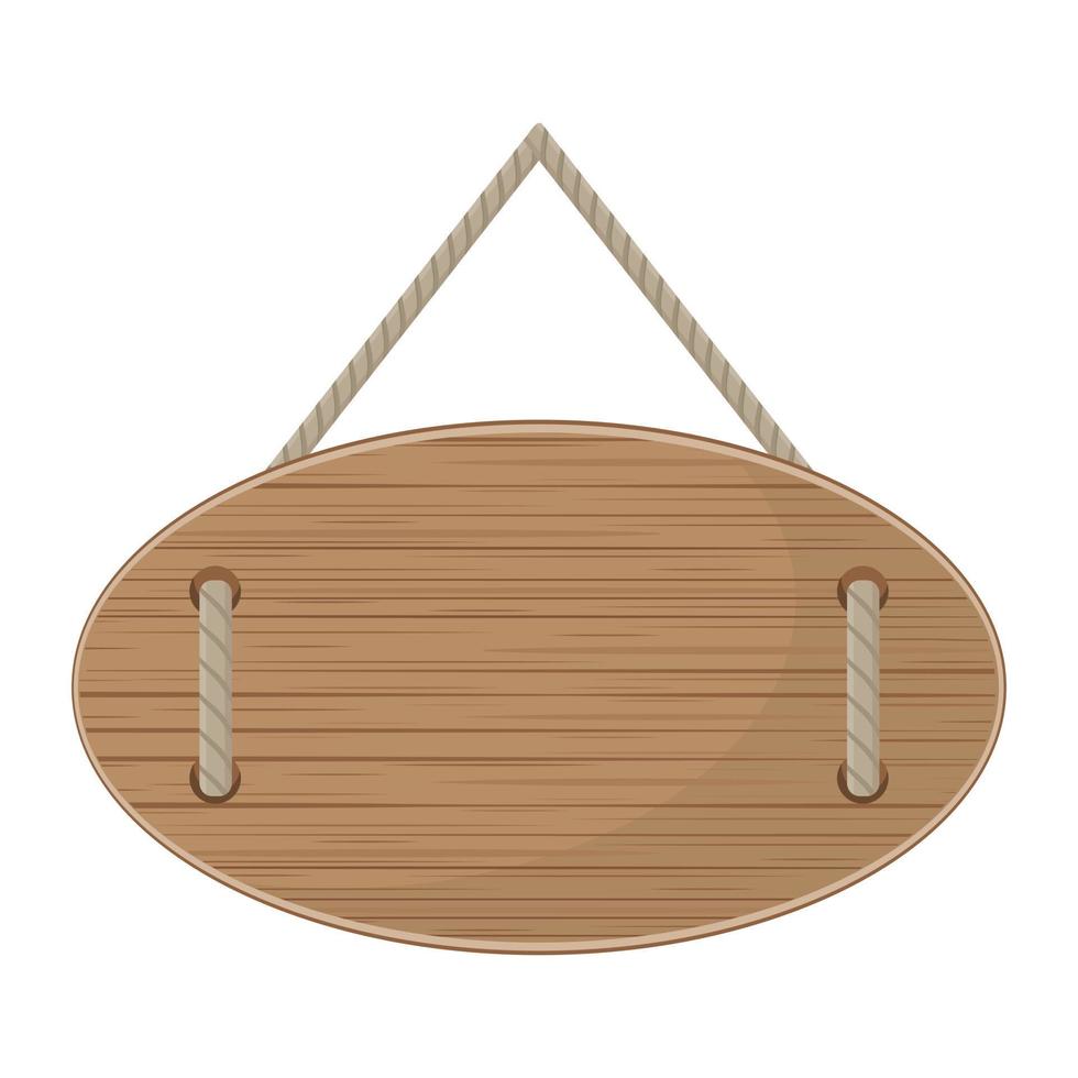 Wooden plaque in the form of an oval. Empty wooden billboard, color vector illustration