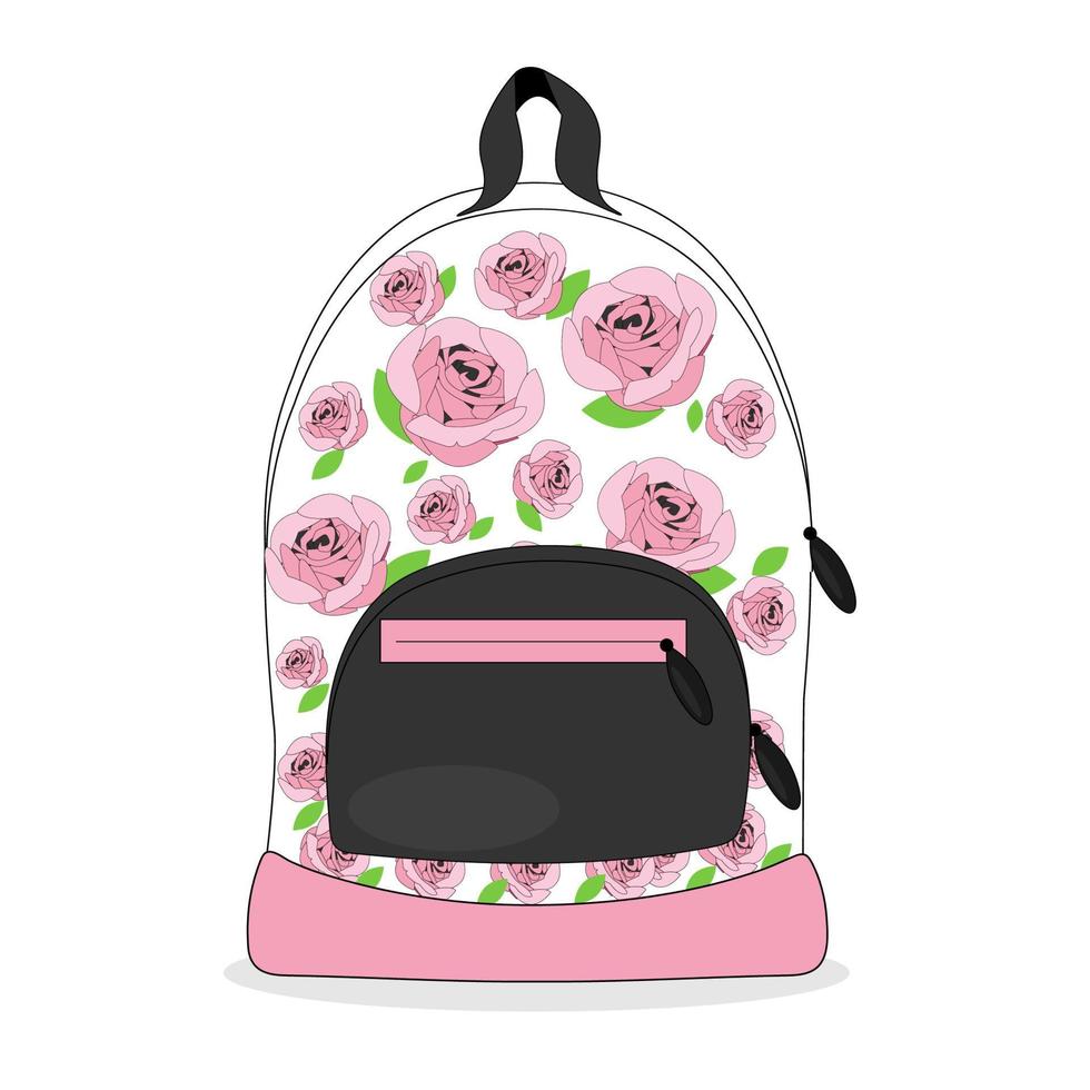 Women's backpack, with a pink print vector illustration