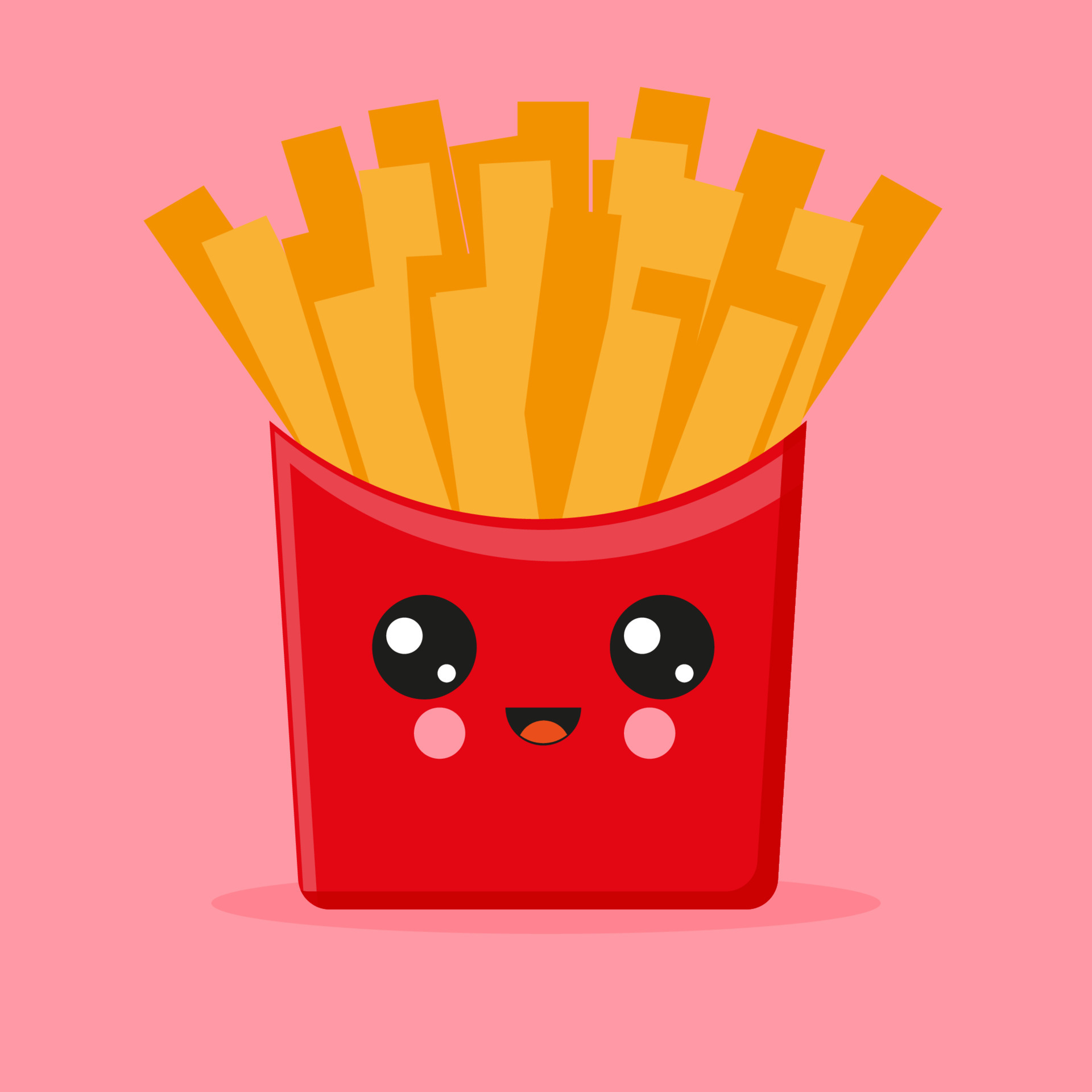 Kawaii french fries, Cute funny fast food character. 6576319 Vector Art at  Vecteezy