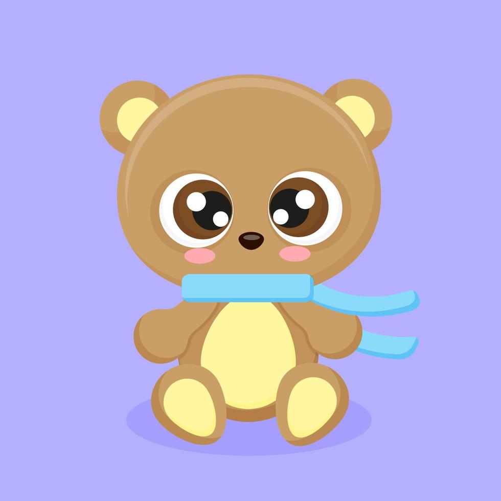 lindo oso de peluche en estilo plano para la decoración de la habitación de los niños textil, embalaje, pegatina, ilustración vectorial vector