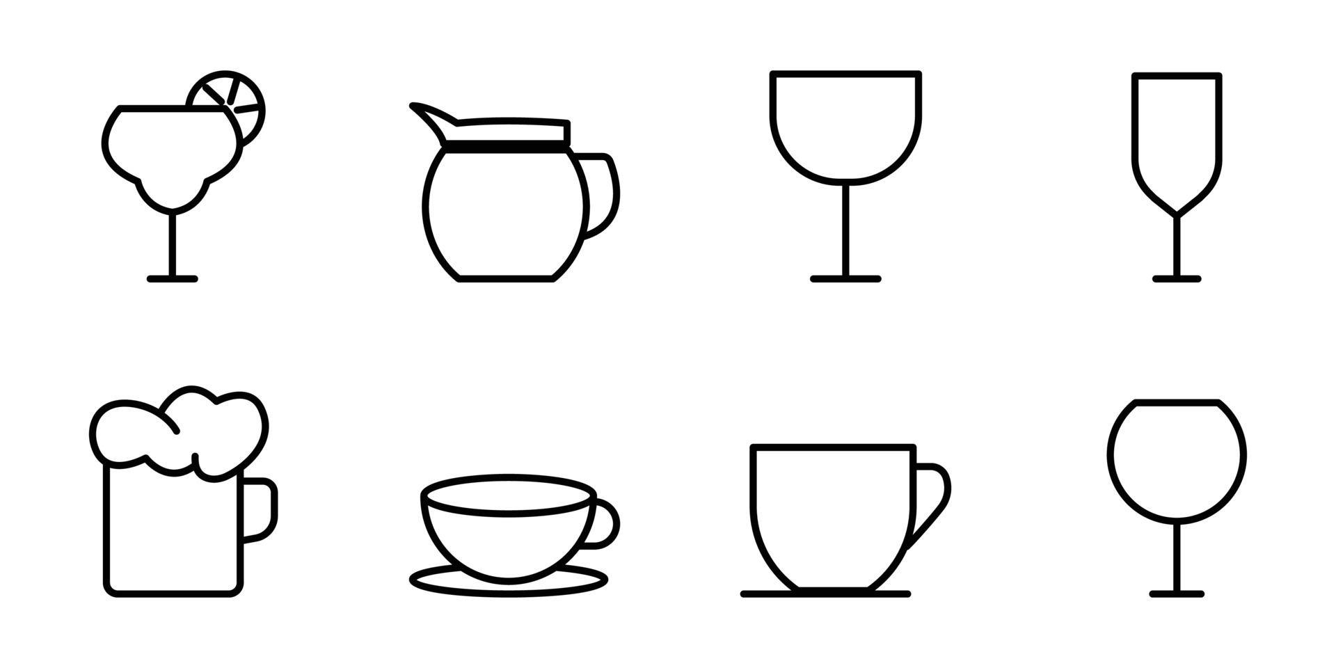 Drink icon set. line icon style. suitable for drink icon. simple design