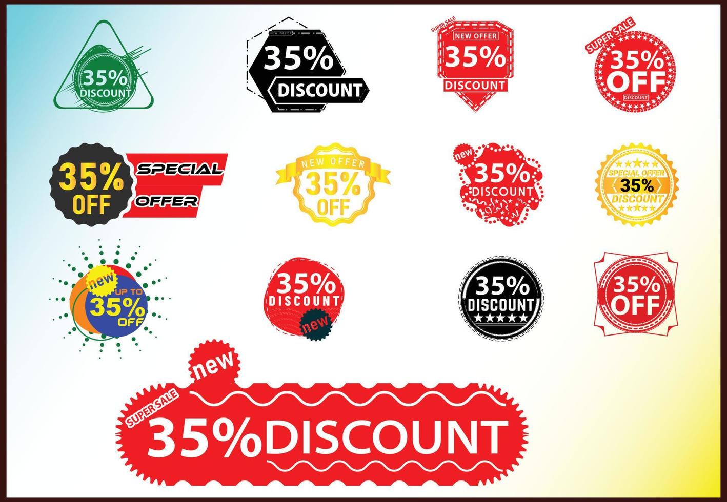 35 percent off new offer logo and icon design template bundle vector