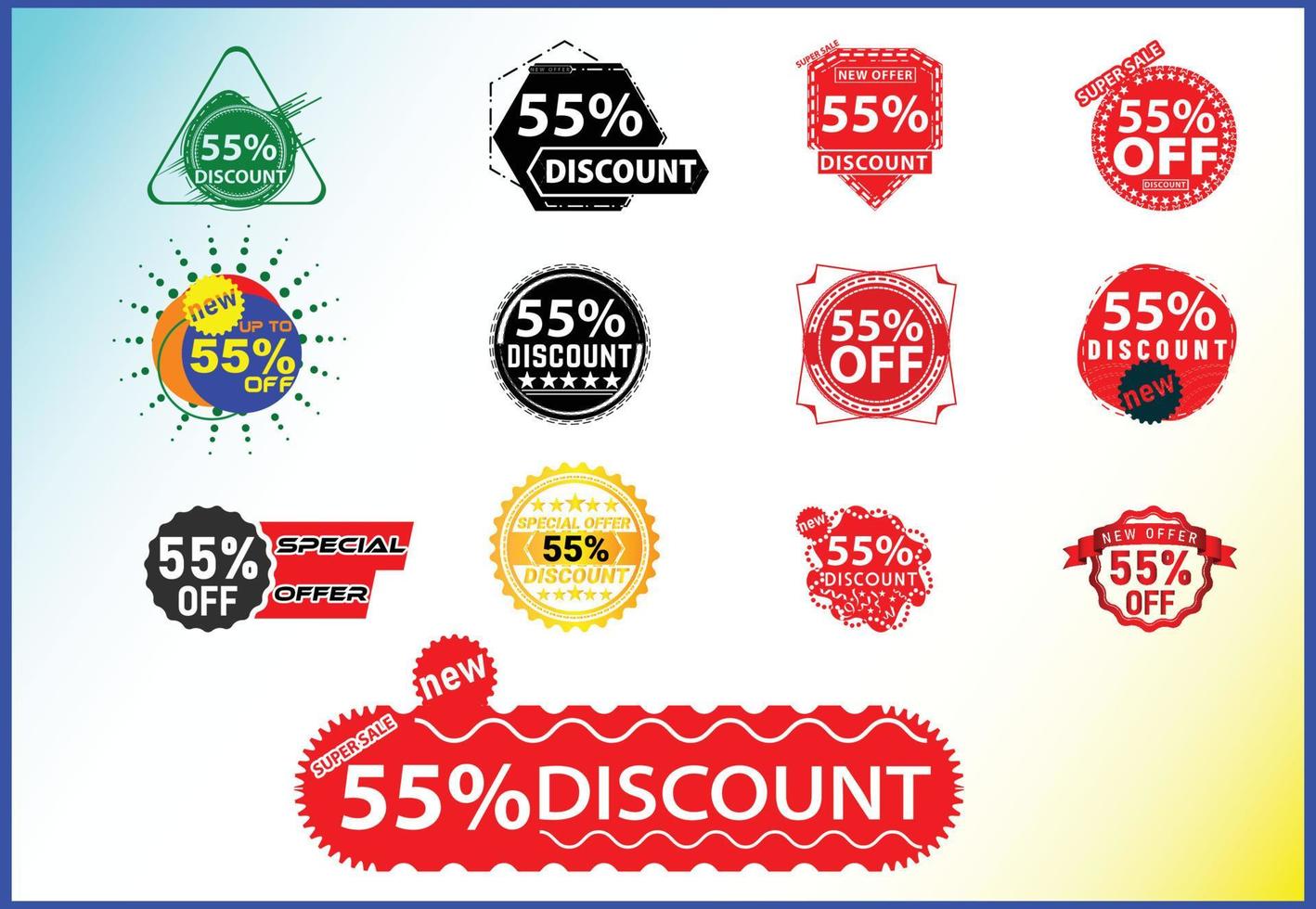 55 percent off new offer logo and icon design template bundle vector