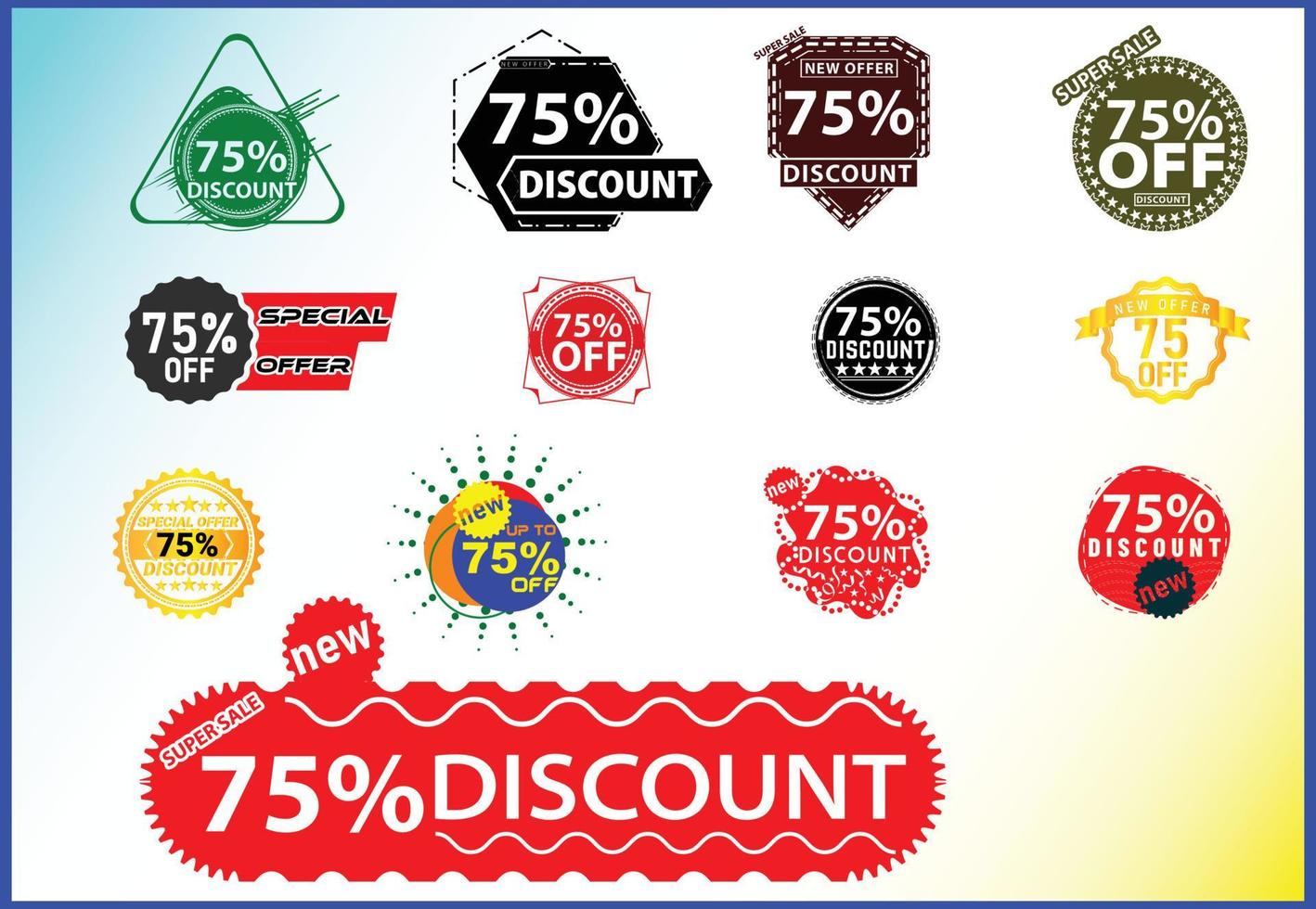 75 percent off new offer logo and icon design template bundle vector