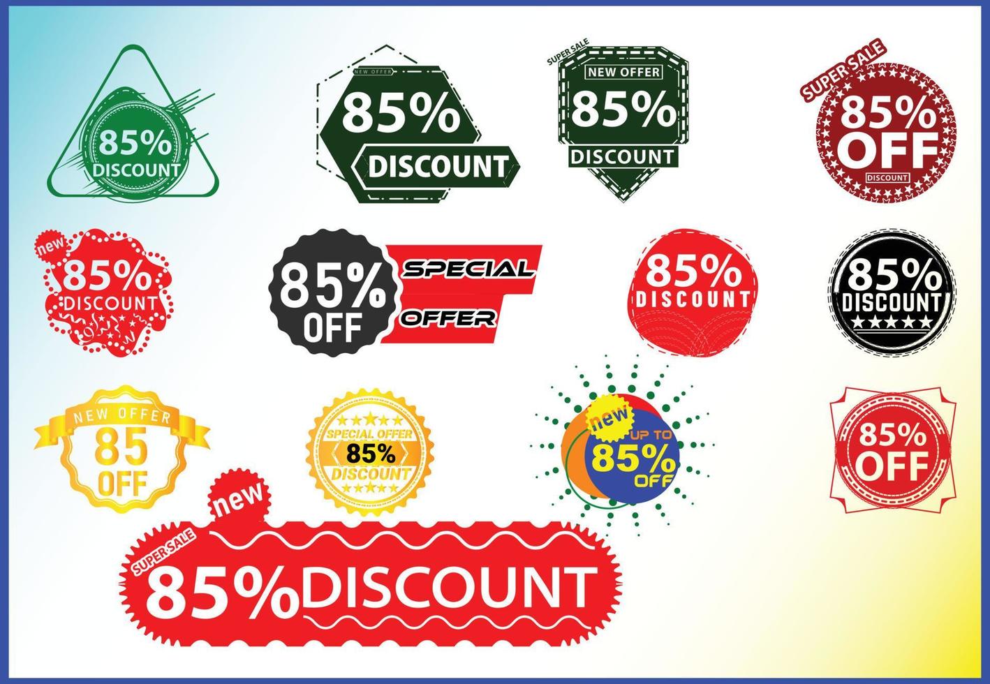 85 percent off new offer logo and icon design template bundle vector