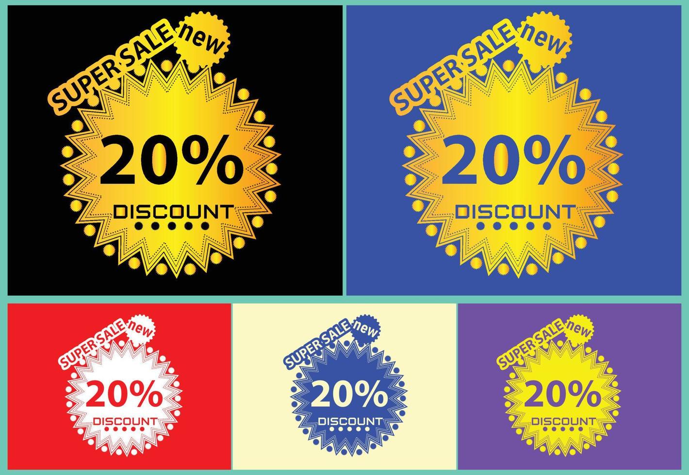 20 percent discount new offer logo and icon design template vector