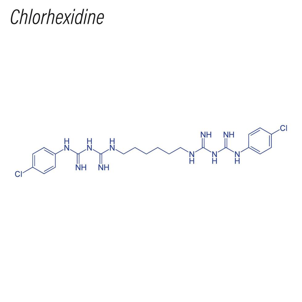 Vector Skeletal formula of Chlorhexidine. Antimicrobial chemical