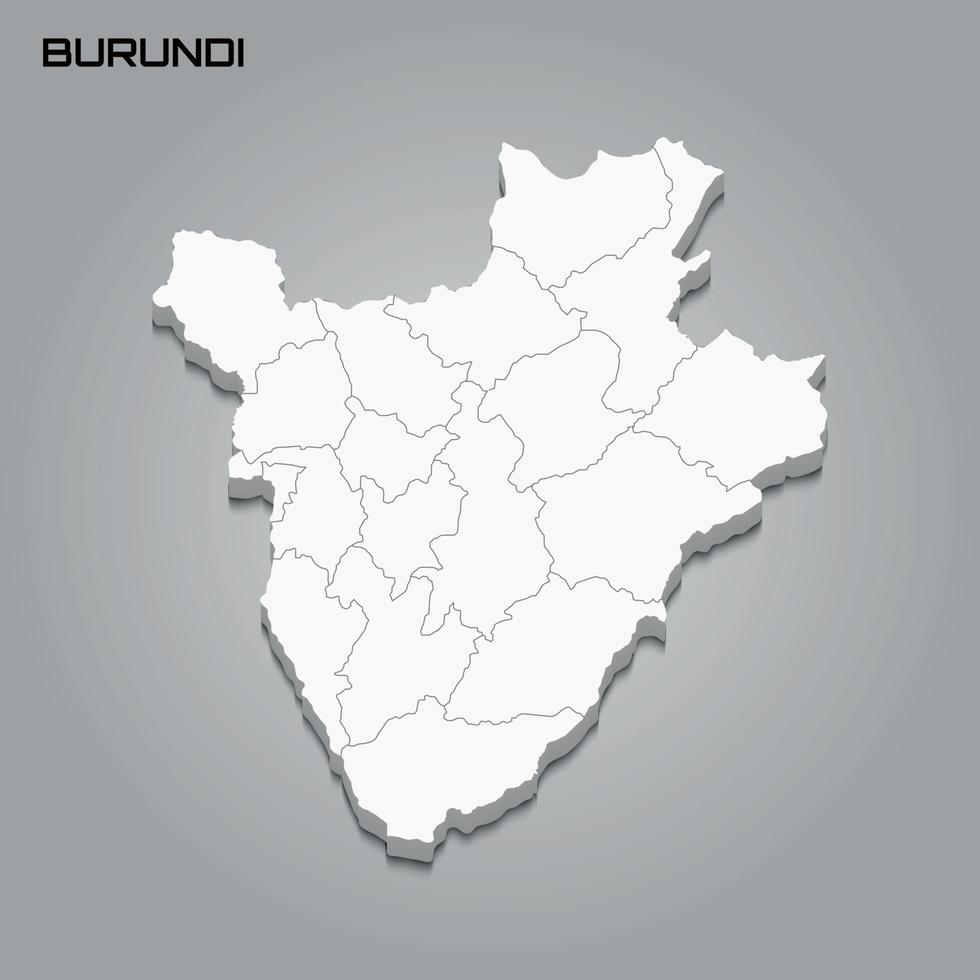 3d map with borders of regions vector