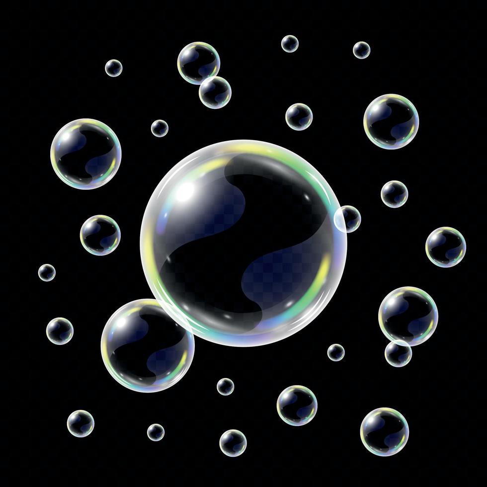 Realistic soap bubbles isolated vector