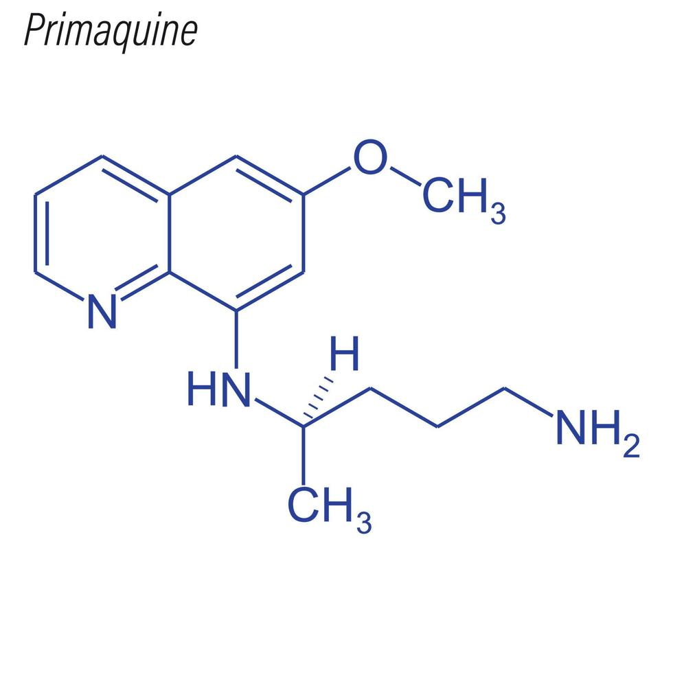 Vector Skeletal formula of Primaquine. Drug chemical molecule.