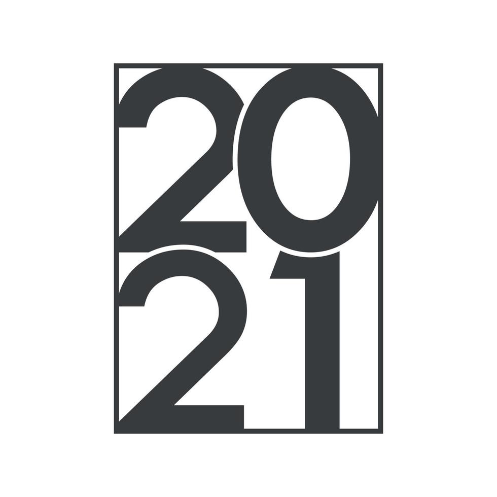 Happy New Year 2021 text design logo. Vector illustration