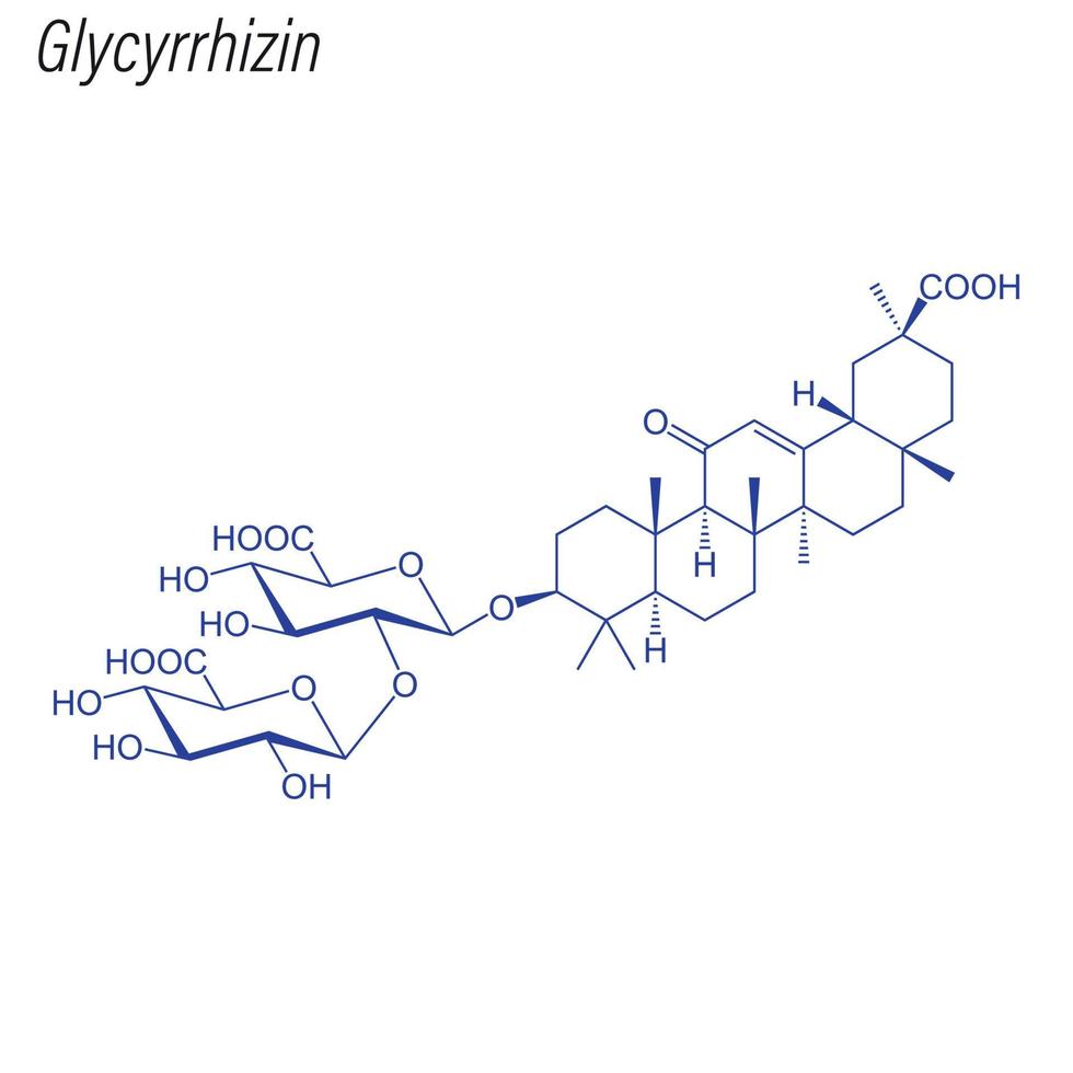 Vector Skeletal formula of Glycyrrhizin. Acid chemical molecule.