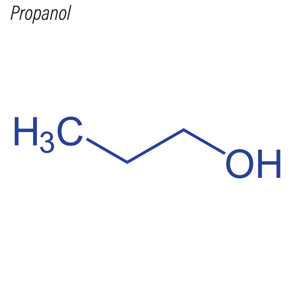 vector fórmula esquelética de propanol químico antimicrobiano mol