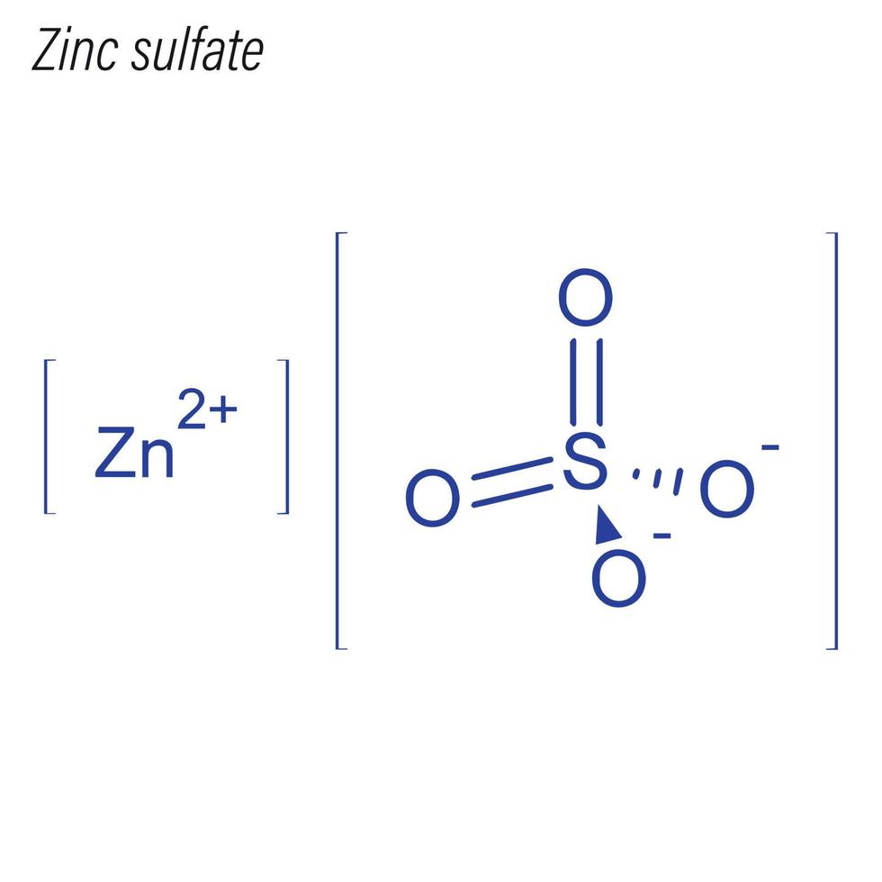 fórmula esquelética vectorial de sulfato de zinc. molécula química del fármaco. vector