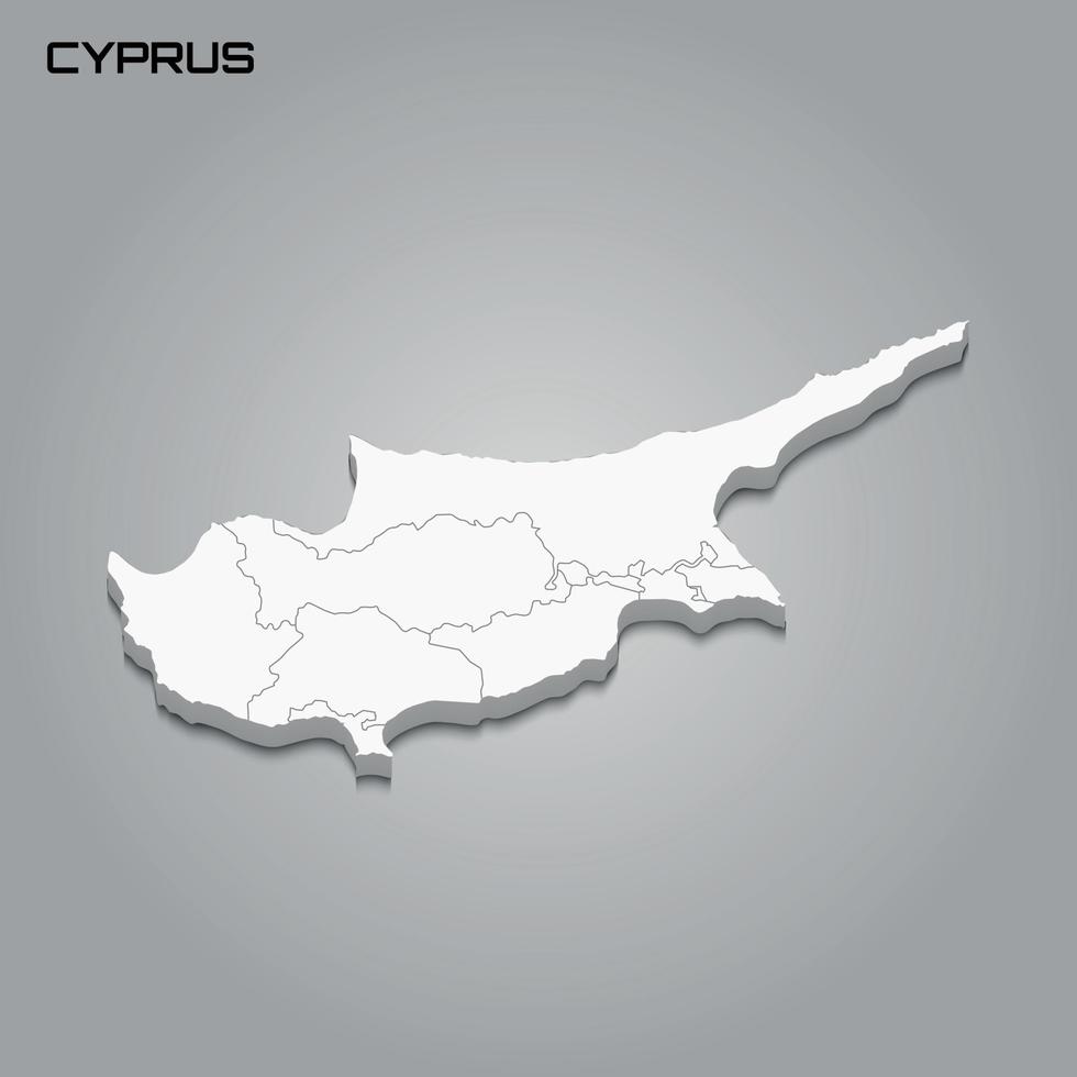 3d map with borders of regions vector